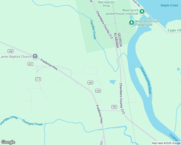 map of restaurants, bars, coffee shops, grocery stores, and more near 1275 County Road 455 in Lanett