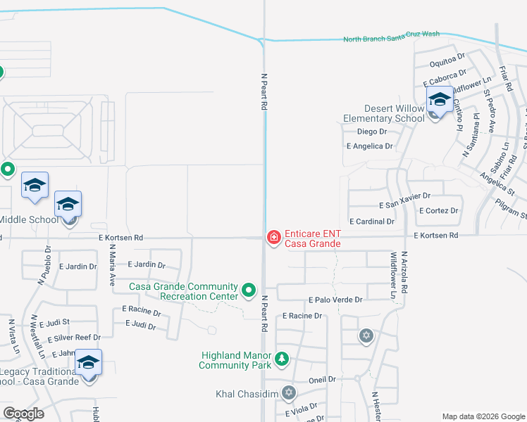 map of restaurants, bars, coffee shops, grocery stores, and more near North Peart Road in Casa Grande