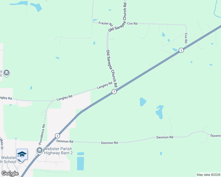 map of restaurants, bars, coffee shops, grocery stores, and more near 589 Langley Road in Sarepta