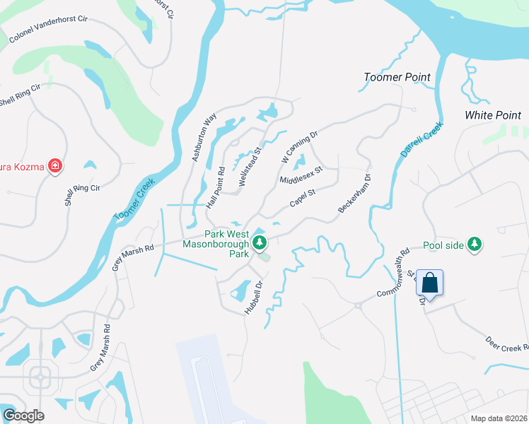 map of restaurants, bars, coffee shops, grocery stores, and more near 1717 West Canning Drive in Mount Pleasant