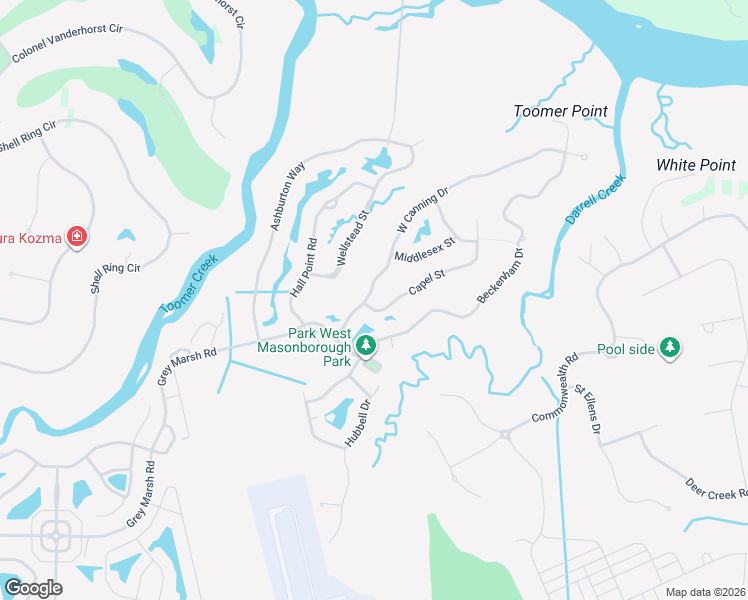 map of restaurants, bars, coffee shops, grocery stores, and more near 1732 West Canning Drive in Mount Pleasant