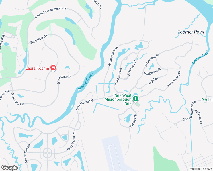 map of restaurants, bars, coffee shops, grocery stores, and more near 2012 Ashburtion Way in Mount Pleasant