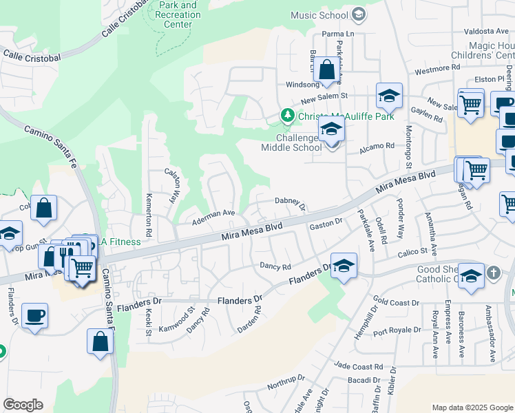 map of restaurants, bars, coffee shops, grocery stores, and more near 10766 Dabney Drive in San Diego