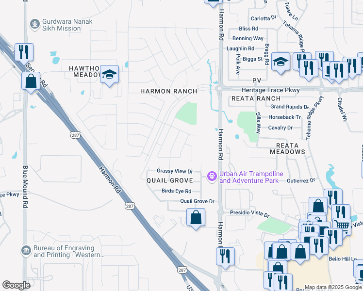 map of restaurants, bars, coffee shops, grocery stores, and more near 9317 Velvet Cactus Drive in Fort Worth