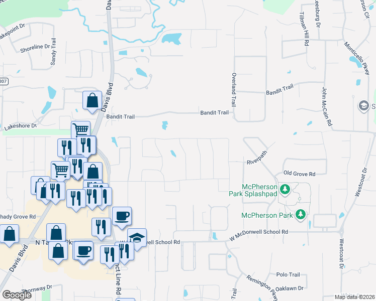 map of restaurants, bars, coffee shops, grocery stores, and more near 6920 Da Vinci in Colleyville