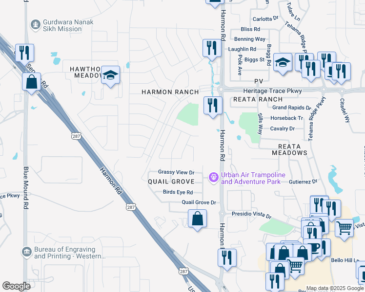 map of restaurants, bars, coffee shops, grocery stores, and more near 9317 Velvet Cactus Drive in Fort Worth