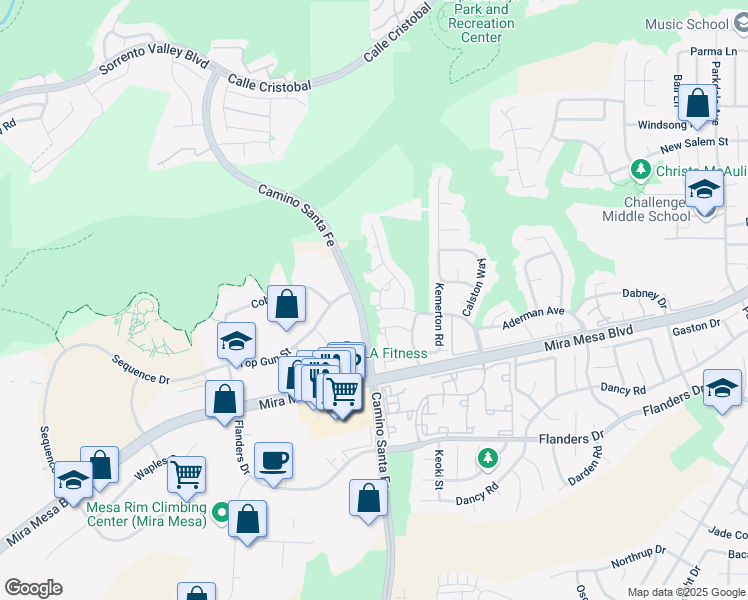 map of restaurants, bars, coffee shops, grocery stores, and more near 6905 Schilling Avenue in San Diego