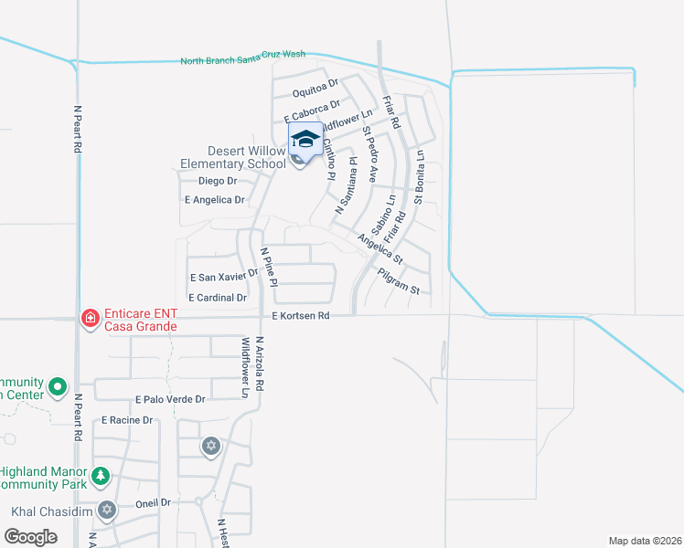 map of restaurants, bars, coffee shops, grocery stores, and more near 2031 Saint Bonita Court in Casa Grande