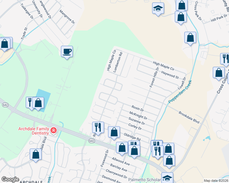 map of restaurants, bars, coffee shops, grocery stores, and more near 7901 Elderberry Circle in North Charleston