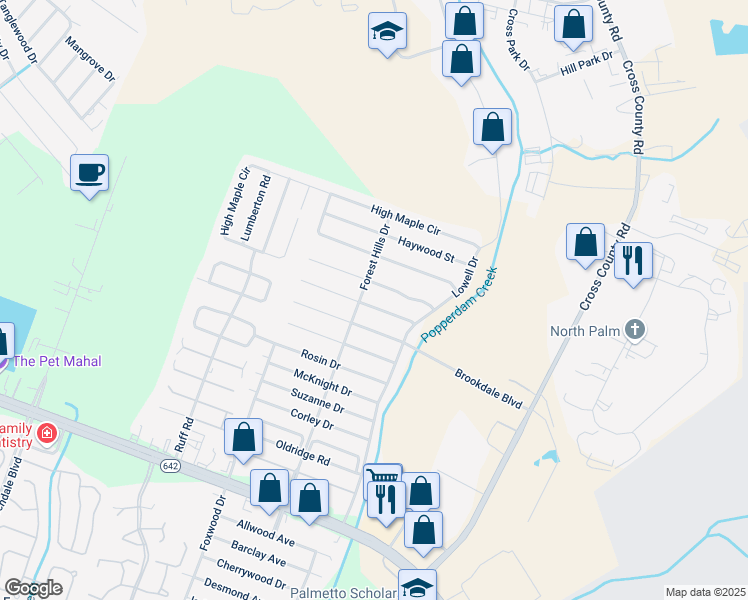map of restaurants, bars, coffee shops, grocery stores, and more near 7685 Eagle Lake Road in North Charleston