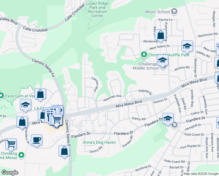 map of restaurants, bars, coffee shops, grocery stores, and more near 10734 Chinon Circle in San Diego