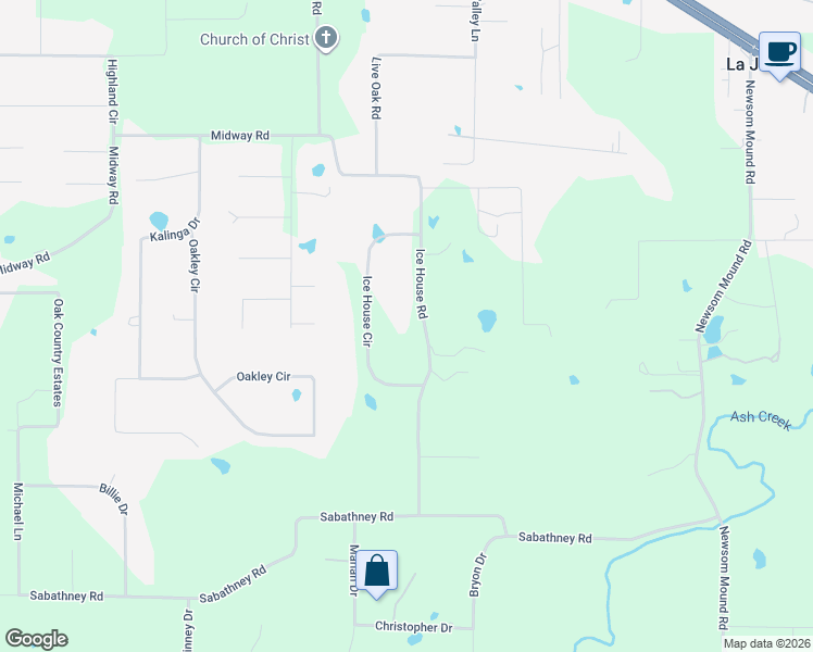 map of restaurants, bars, coffee shops, grocery stores, and more near 163 Ice House Circle in Weatherford