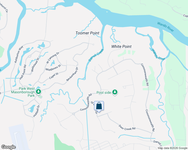 map of restaurants, bars, coffee shops, grocery stores, and more near 3722 Channel View Court in Mount Pleasant