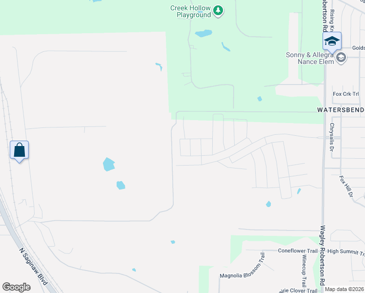map of restaurants, bars, coffee shops, grocery stores, and more near 1057 Creek Hollow Lane in Fort Worth