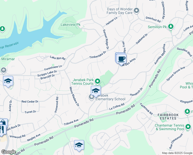 map of restaurants, bars, coffee shops, grocery stores, and more near 10405 White Birch Drive in San Diego
