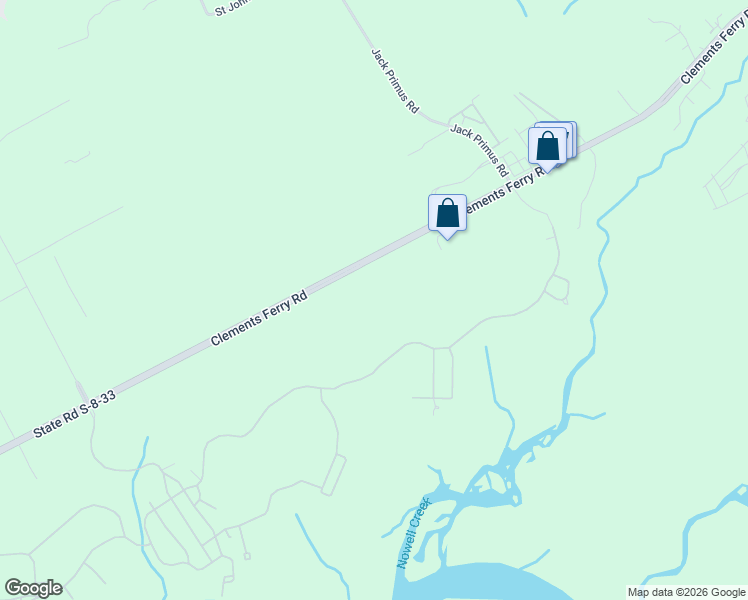 map of restaurants, bars, coffee shops, grocery stores, and more near 2049 Clements Ferry Road in Wando