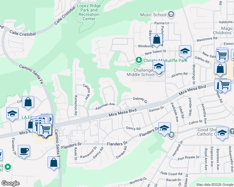 map of restaurants, bars, coffee shops, grocery stores, and more near 10750 Wallingford Road in San Diego