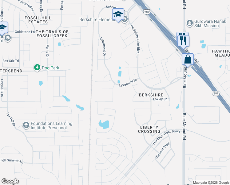 map of restaurants, bars, coffee shops, grocery stores, and more near 224 Lemley Drive in Fort Worth