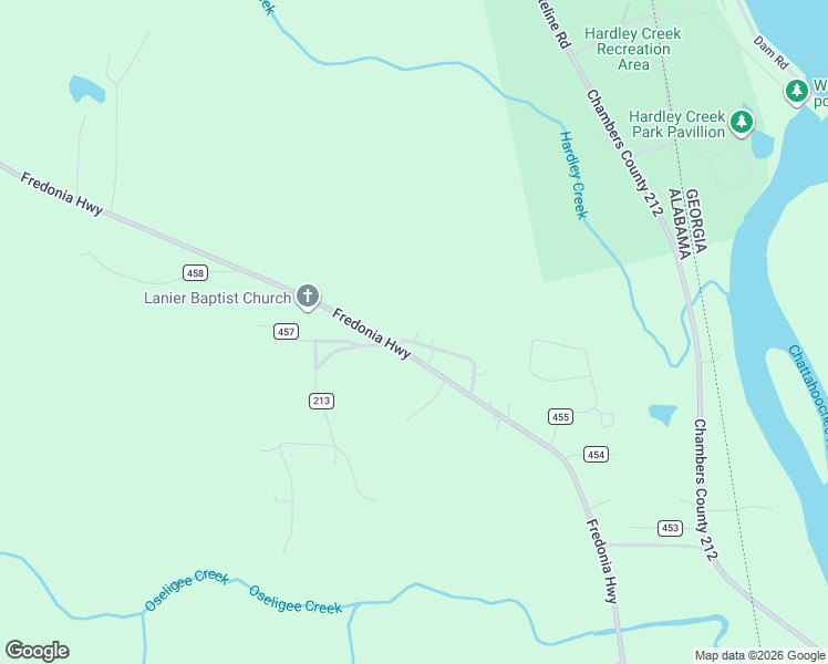 map of restaurants, bars, coffee shops, grocery stores, and more near 1116 County Road 213 in Lanett