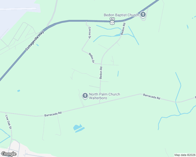 map of restaurants, bars, coffee shops, grocery stores, and more near 148 Bedon Road in Walterboro