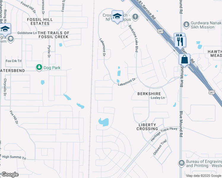 map of restaurants, bars, coffee shops, grocery stores, and more near 224 Lemley Drive in Fort Worth