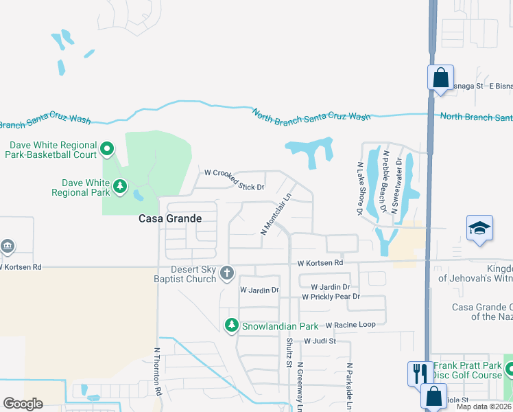 map of restaurants, bars, coffee shops, grocery stores, and more near 771 West Torino Place in Casa Grande