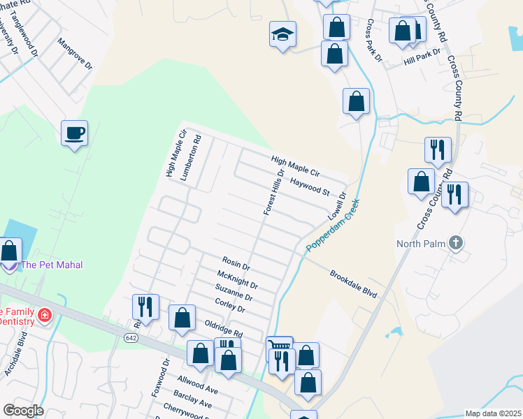 map of restaurants, bars, coffee shops, grocery stores, and more near 7705 Eagle Lake Road in North Charleston