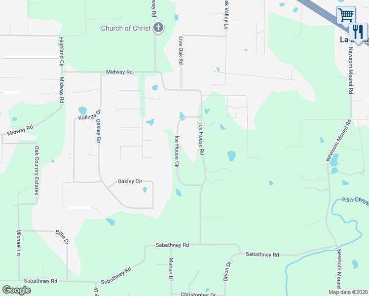 map of restaurants, bars, coffee shops, grocery stores, and more near 163 Ice House Circle in Weatherford