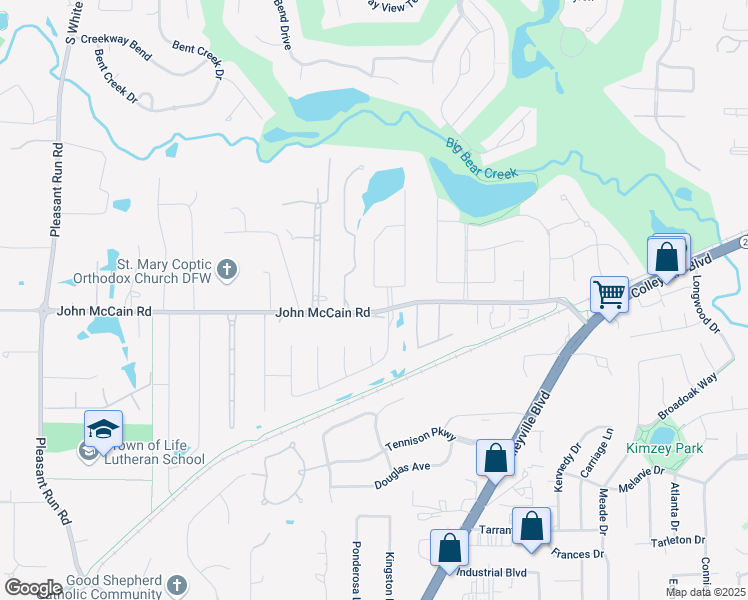 map of restaurants, bars, coffee shops, grocery stores, and more near 7108 Belle Meade Drive in Colleyville