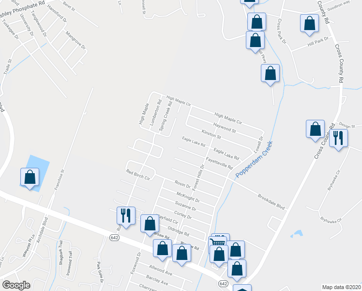 map of restaurants, bars, coffee shops, grocery stores, and more near 7744 Fayetteville Road in North Charleston