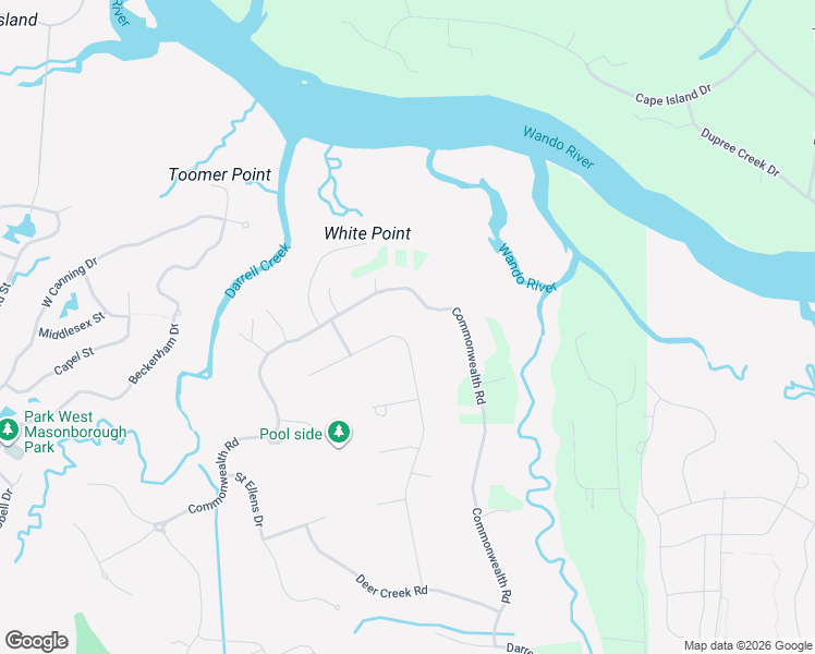 map of restaurants, bars, coffee shops, grocery stores, and more near 486 Woodspring Road in Mount Pleasant
