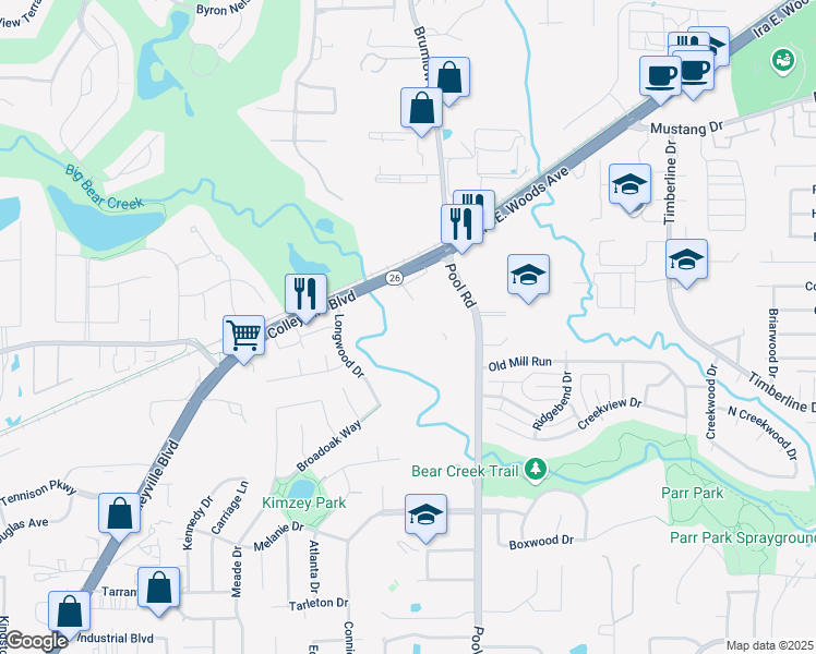 map of restaurants, bars, coffee shops, grocery stores, and more near 3729 Ira East Woods Avenue in Grapevine
