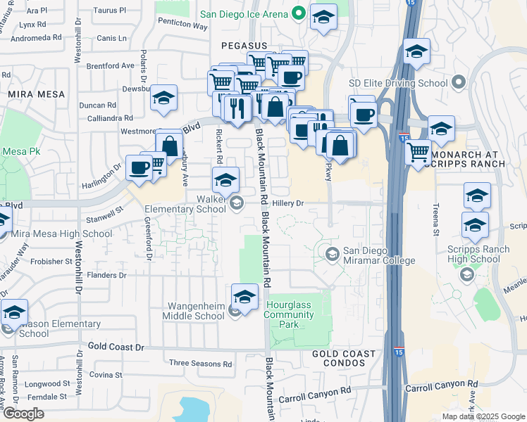 map of restaurants, bars, coffee shops, grocery stores, and more near in San Diego