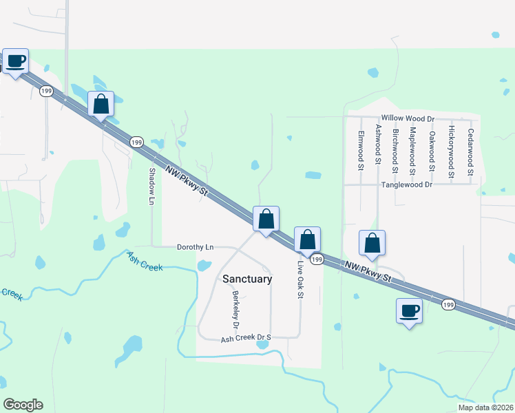map of restaurants, bars, coffee shops, grocery stores, and more near 2000 Northwest Parkway in Azle