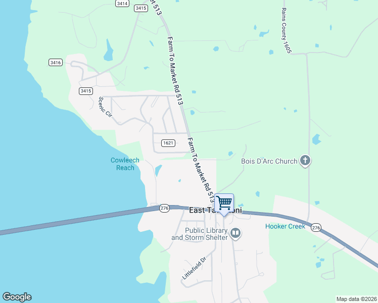 map of restaurants, bars, coffee shops, grocery stores, and more near 130 Rs County Road 1622 in Lone Oak