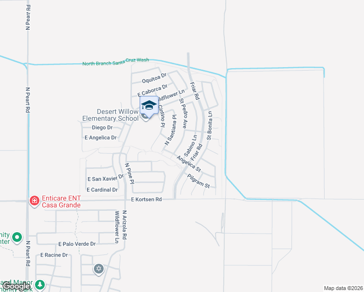 map of restaurants, bars, coffee shops, grocery stores, and more near 2107 Saint Pedro Avenue in Casa Grande