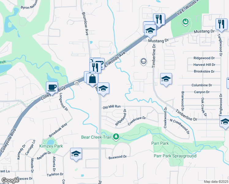 map of restaurants, bars, coffee shops, grocery stores, and more near 2301 Pool Road in Grapevine