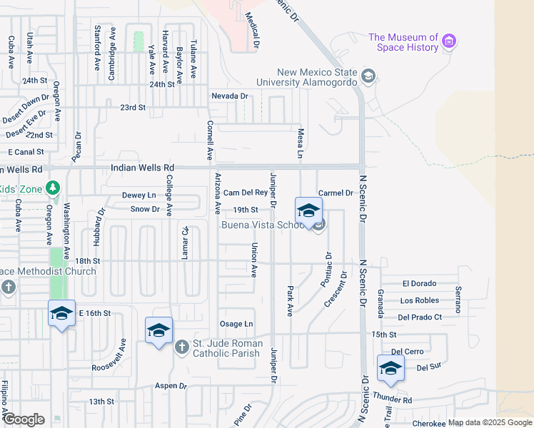 map of restaurants, bars, coffee shops, grocery stores, and more near 2324 19th Street in Alamogordo
