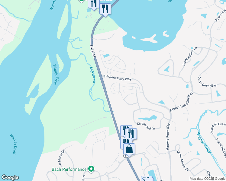 map of restaurants, bars, coffee shops, grocery stores, and more near 3057 Sturbridge Road in Mount Pleasant