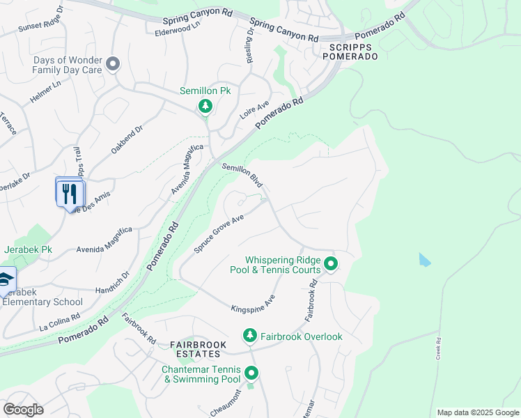 map of restaurants, bars, coffee shops, grocery stores, and more near 10575 Spruce Grove Avenue in San Diego