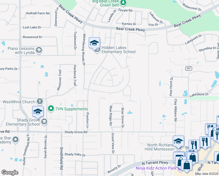map of restaurants, bars, coffee shops, grocery stores, and more near 2002 Old York Dr in Keller