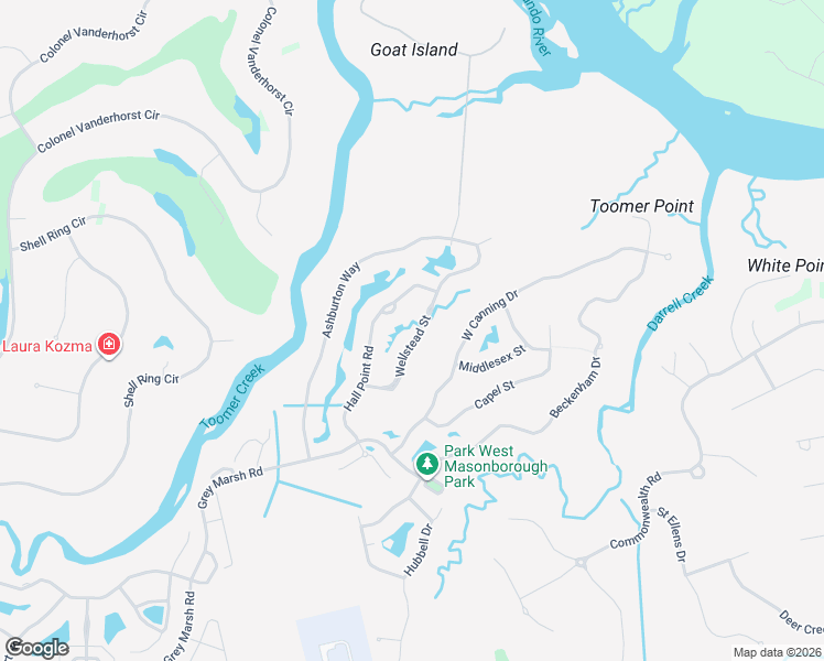 map of restaurants, bars, coffee shops, grocery stores, and more near 1760 Wellstead Street in Mount Pleasant
