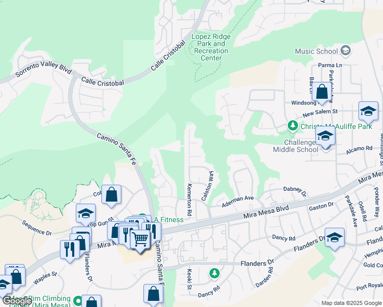 map of restaurants, bars, coffee shops, grocery stores, and more near 7118 Blakstad Court in San Diego