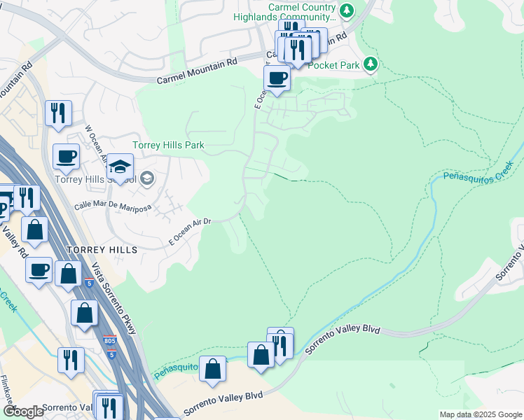 map of restaurants, bars, coffee shops, grocery stores, and more near 4691 Terraza Mar Marvelosa in San Diego
