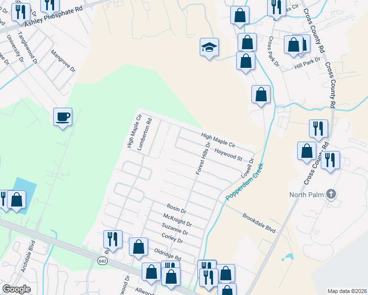 map of restaurants, bars, coffee shops, grocery stores, and more near 7725 Kinston Street in North Charleston