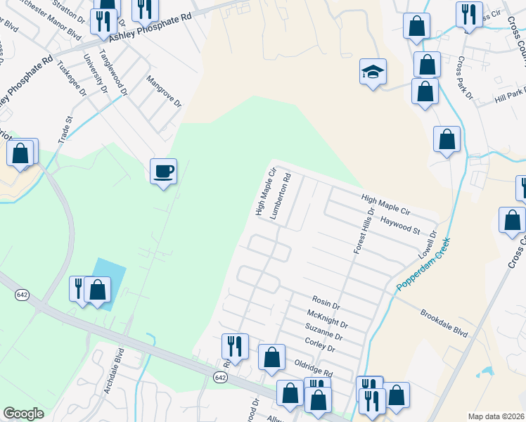 map of restaurants, bars, coffee shops, grocery stores, and more near 7856 High Maple in North Charleston