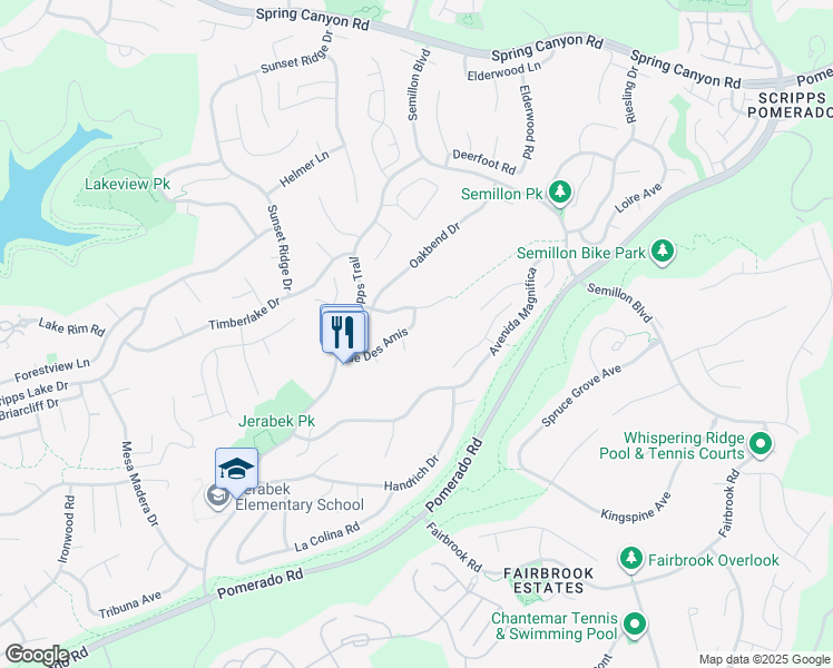 map of restaurants, bars, coffee shops, grocery stores, and more near 12061 Rue Des Amis in San Diego