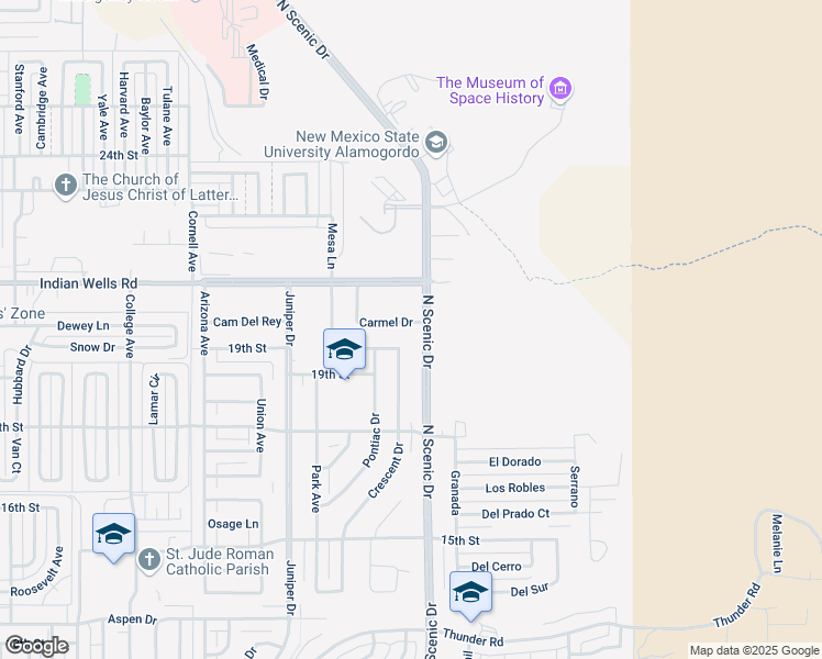 map of restaurants, bars, coffee shops, grocery stores, and more near 2828 Carmel Drive in Alamogordo