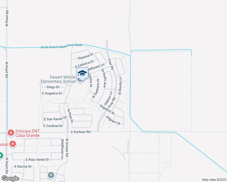 map of restaurants, bars, coffee shops, grocery stores, and more near 2134 North Sabino Lane in Casa Grande