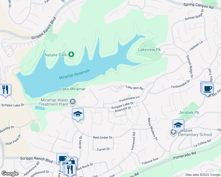map of restaurants, bars, coffee shops, grocery stores, and more near 11144 Caminito Vista Pacifica in San Diego
